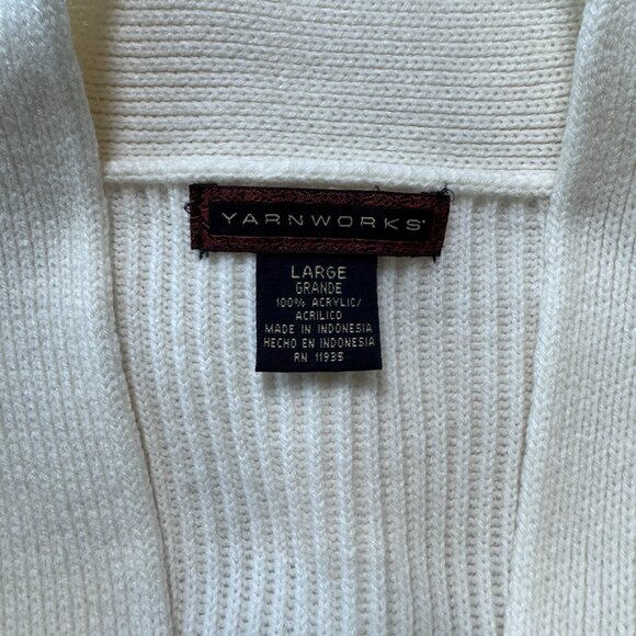 Yarnworks Vintage Large Heavy Ivory Cardigan Sweater - Picture 3 of 7